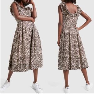 SEA New York Lottie Leopard Print Midi Dress Size 8 NWOT  Brown Tan Animal Print